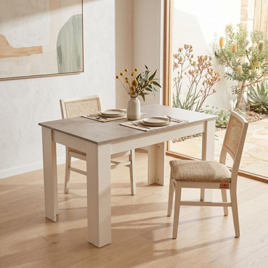 Grey and White Rectangular Dining Table, 120 cm