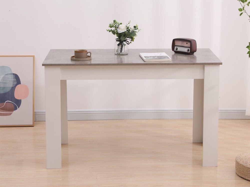 Grey and White Rectangular Dining Table, 120 cm