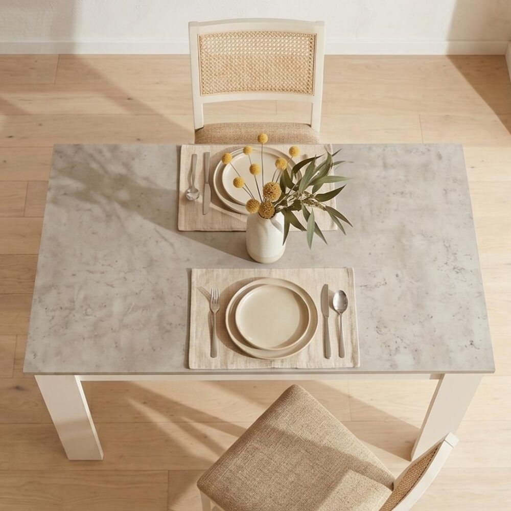 Grey and White Rectangular Dining Table, 120 cm