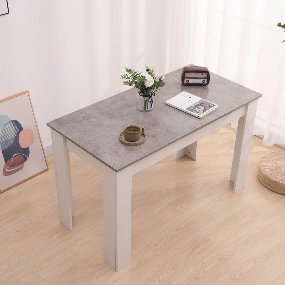 Grey and White Rectangular Dining Table, 120 cm