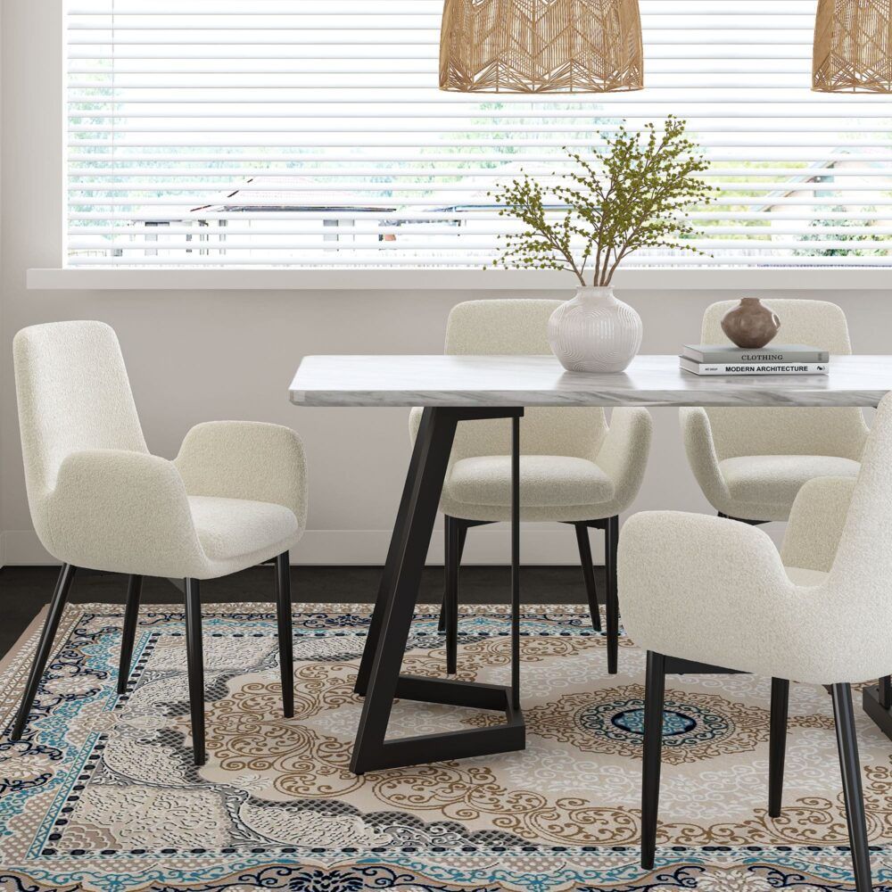 Rectangular Marble Effect Dining Table, 170 cm