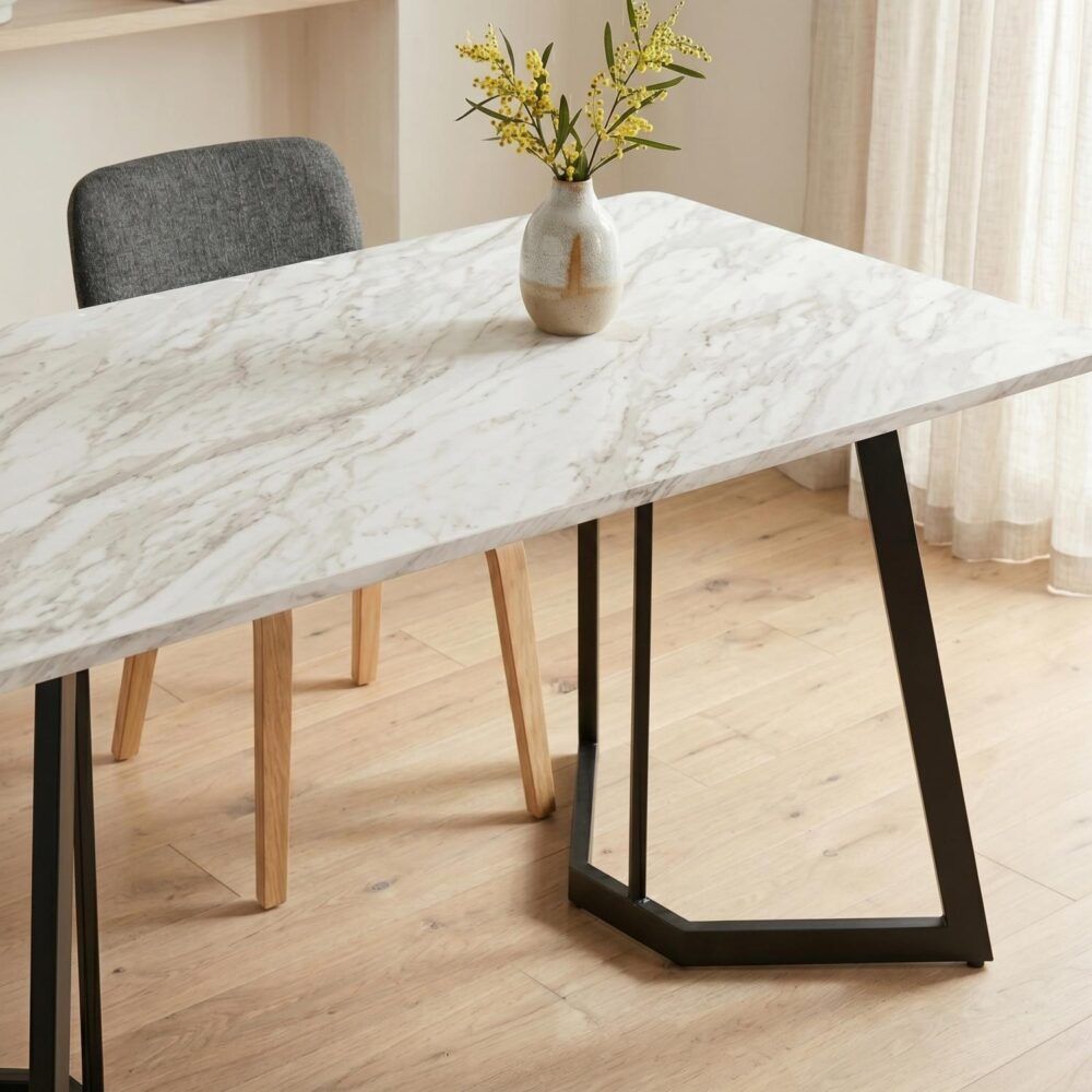 Rectangular Marble Effect Dining Table, 170 cm