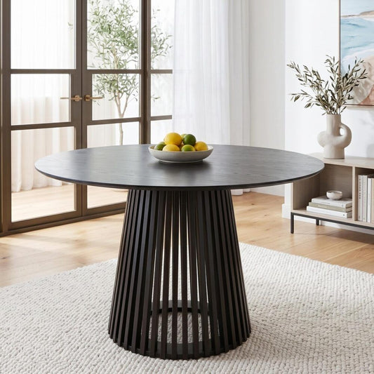 Palmer Black Round Dining Table, 110 cm