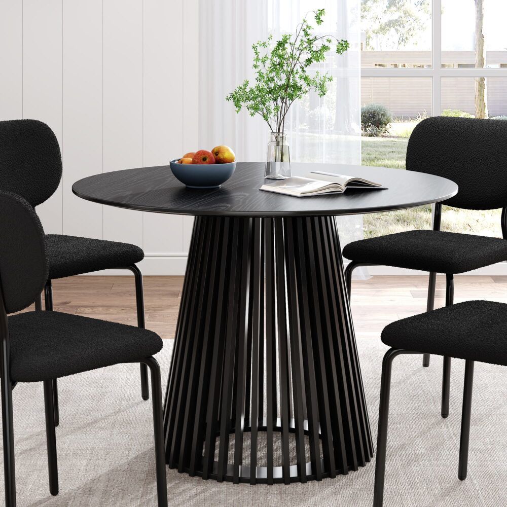 Palmer Black Round Dining Table, 110 cm
