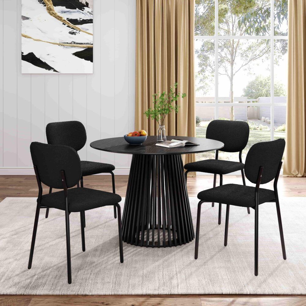 Palmer Black Round Dining Table, 110 cm