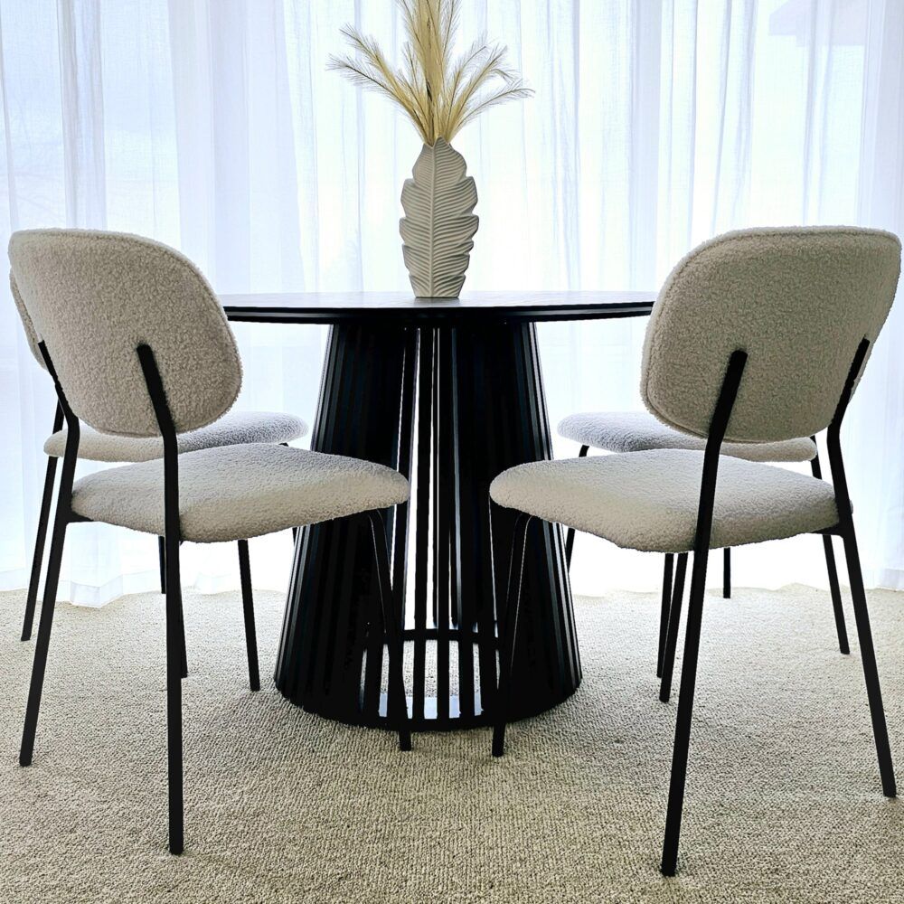 Palmer Black Round Dining Table, 110 cm