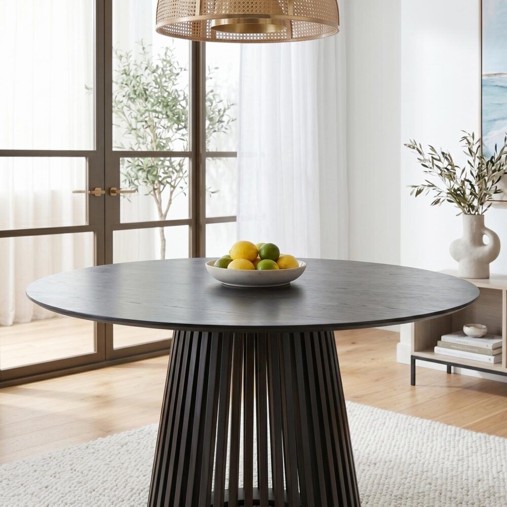 Palmer Black Round Dining Table, 110 cm