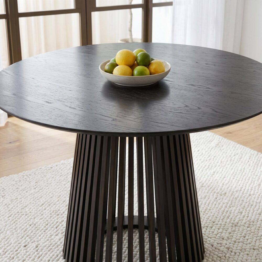Palmer Black Round Dining Table, 110 cm