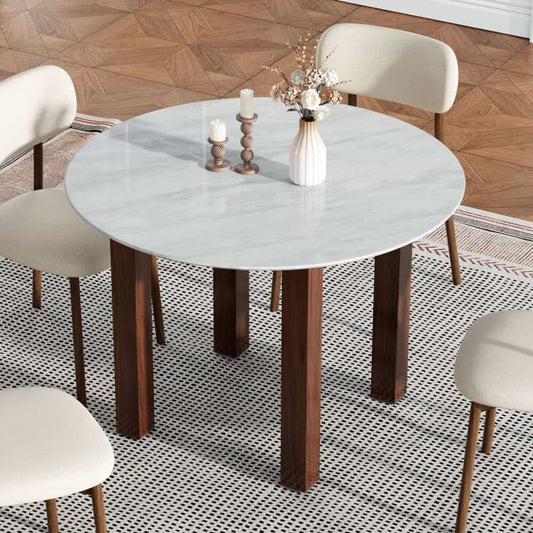Willowmarble Round Marble Look Dining Table