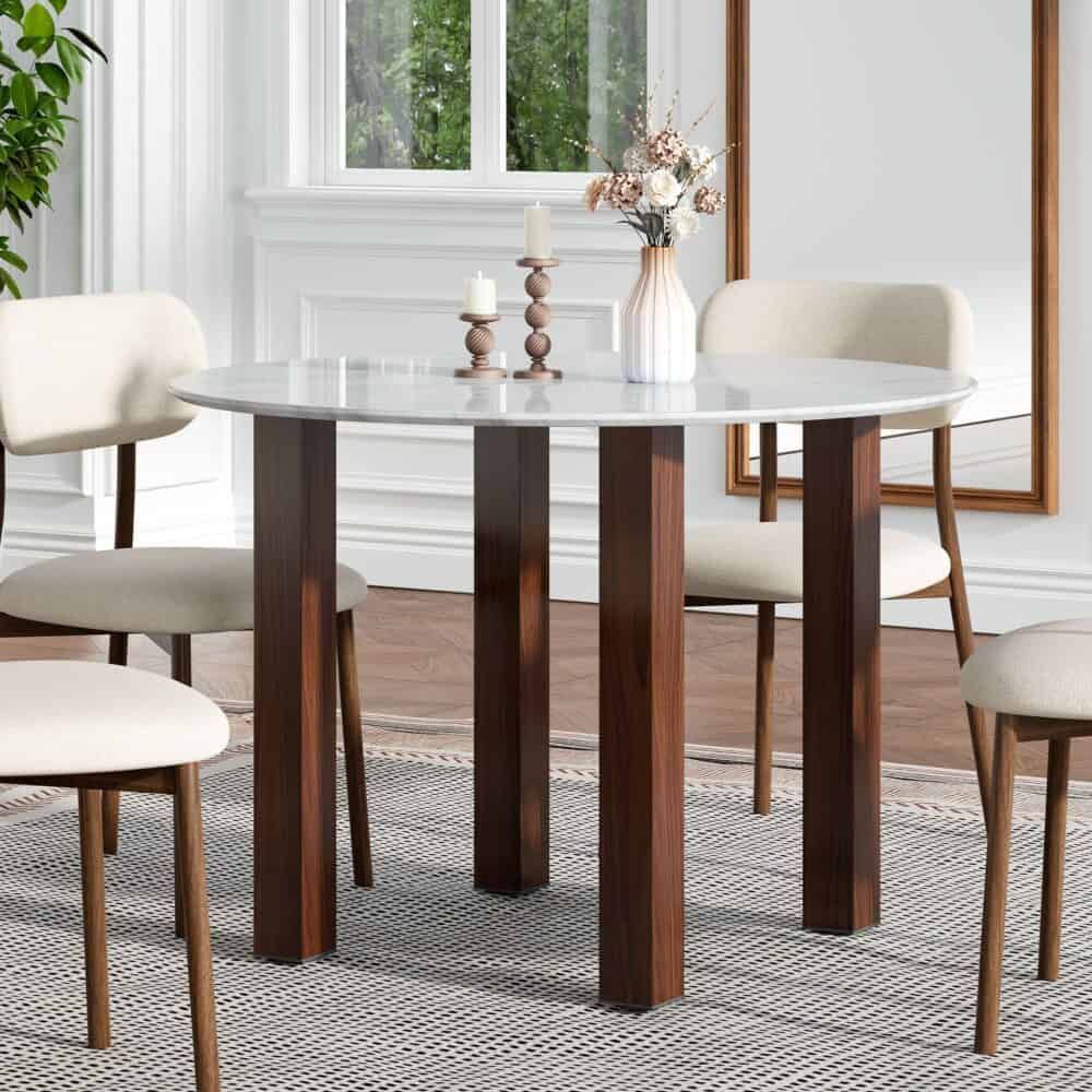 Willowmarble Round Marble Look Dining Table