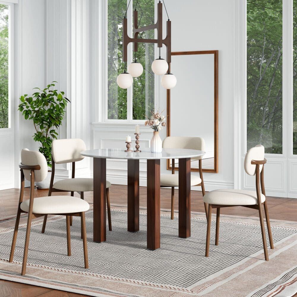 Willowmarble Round Marble Look Dining Table