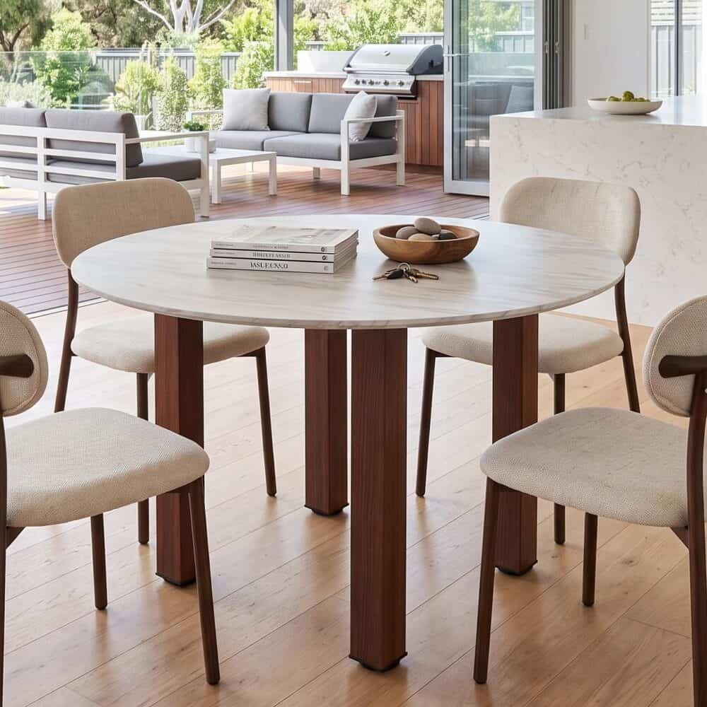 Willowmarble Round Marble Look Dining Table