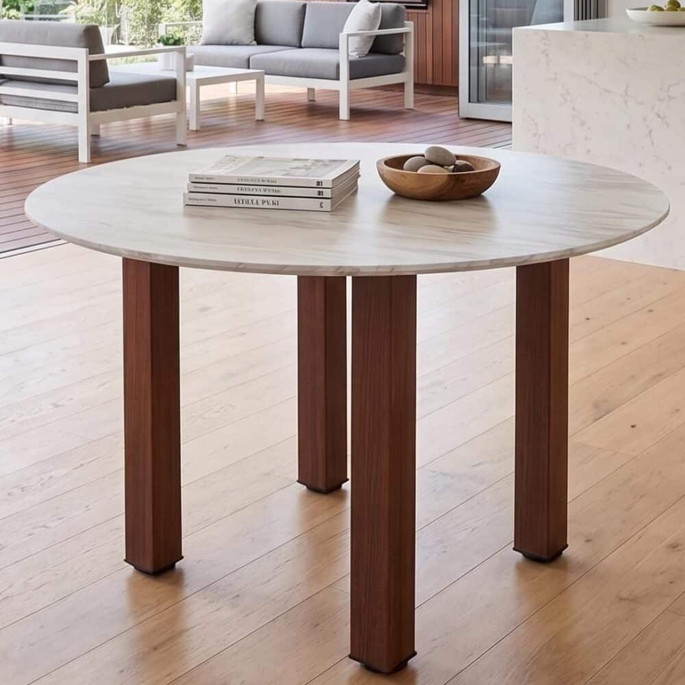Willowmarble Round Marble Look Dining Table