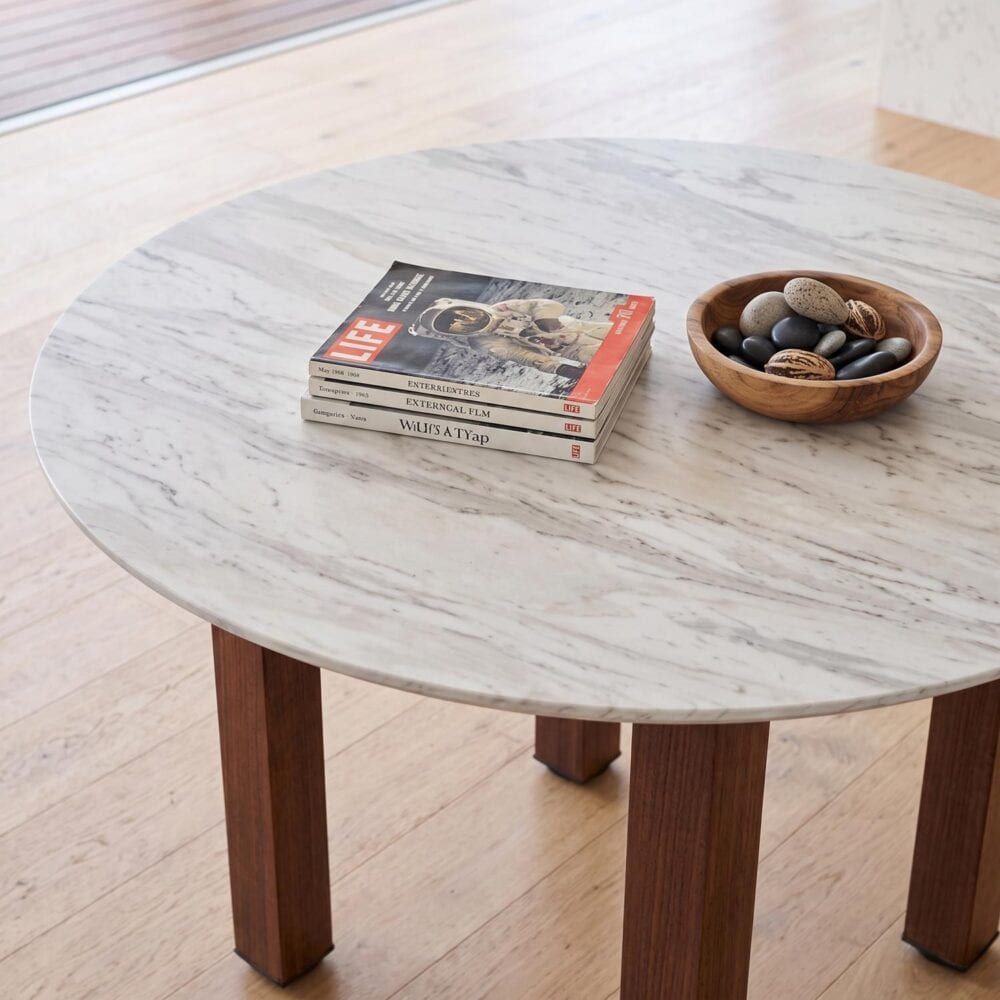 Willowmarble Round Marble Look Dining Table