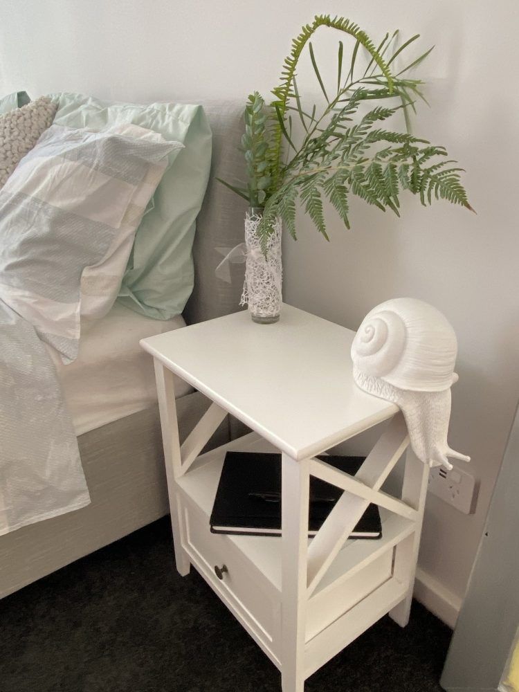 Rustic White Bedside Tables with Drawers, Set of 2