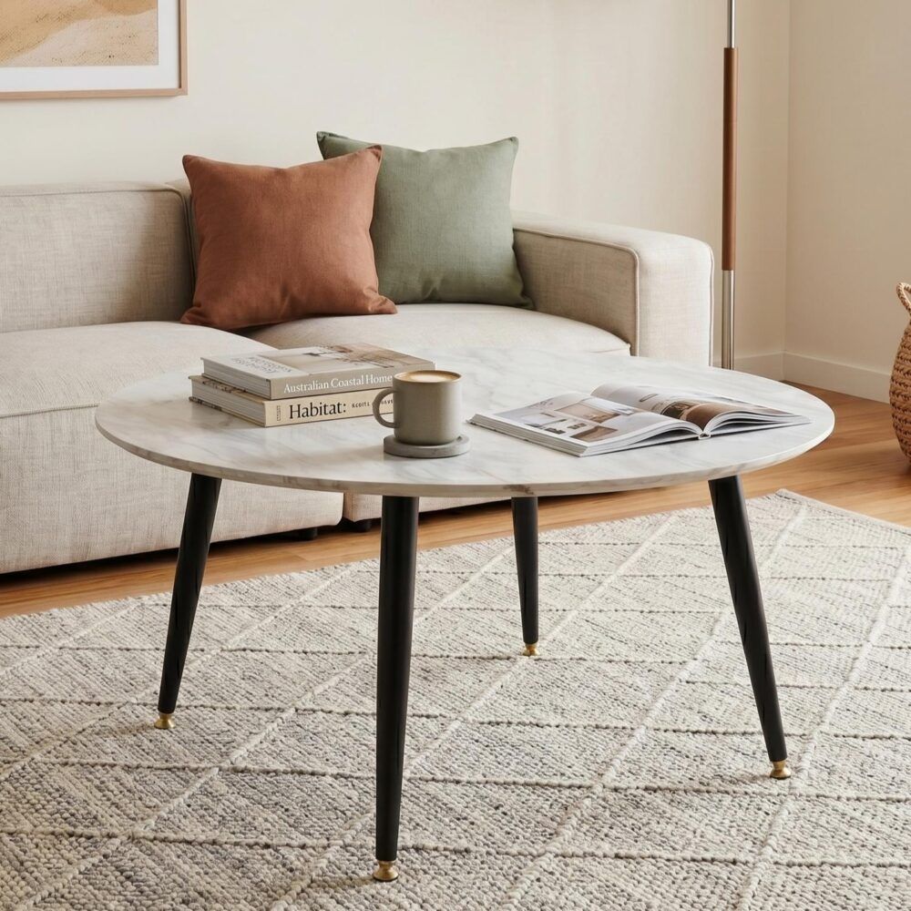 Minimalist Round Marble Effect Coffee Table