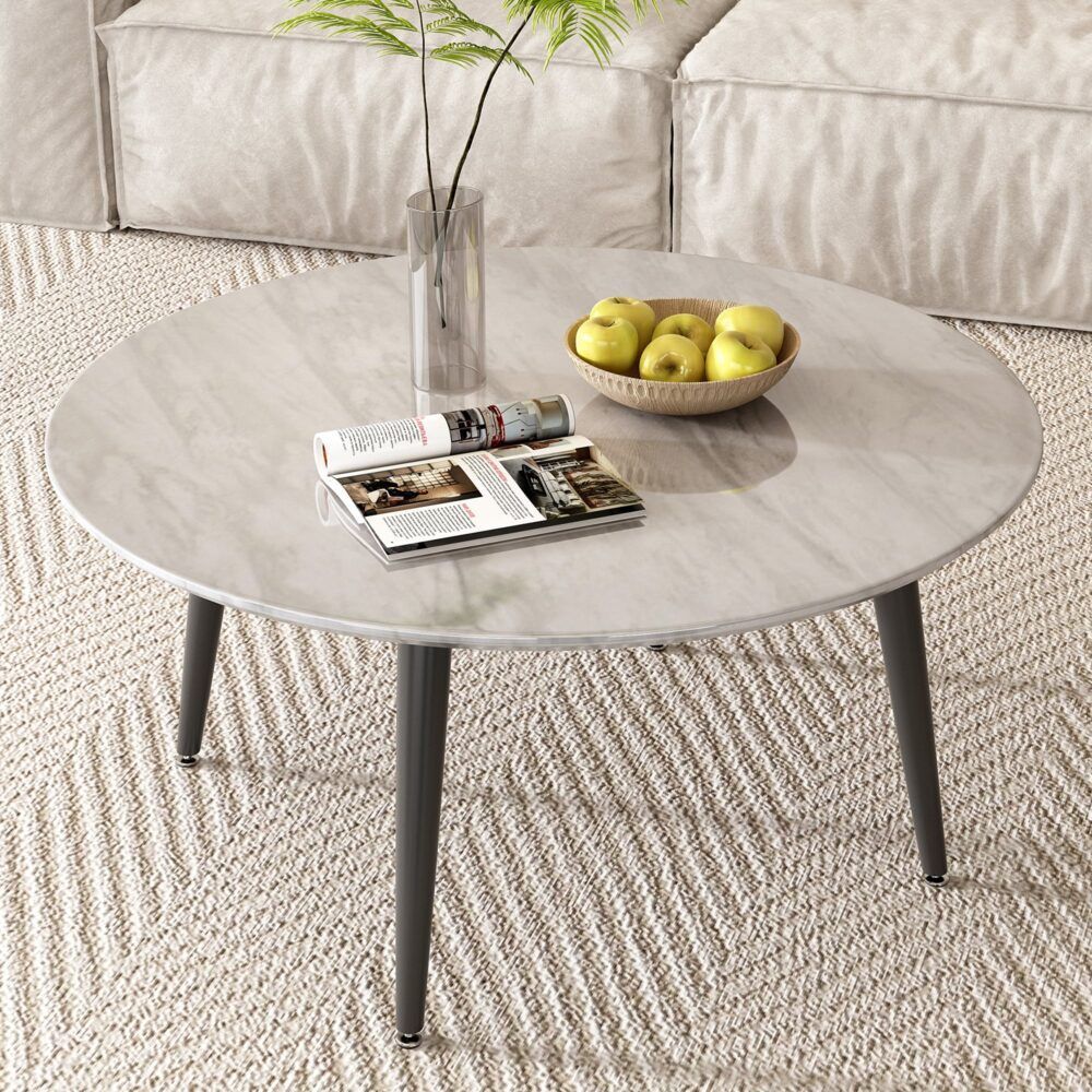 Minimalist Round Marble Effect Coffee Table