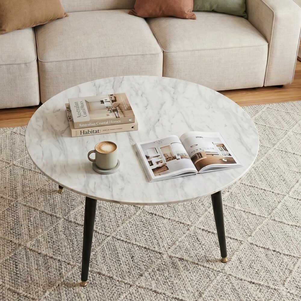 Minimalist Round Marble Effect Coffee Table