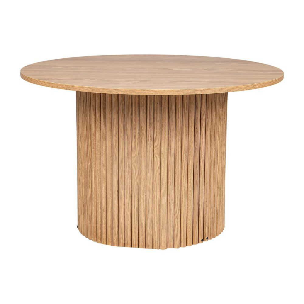 Round Ribbed Wood Coffee Table