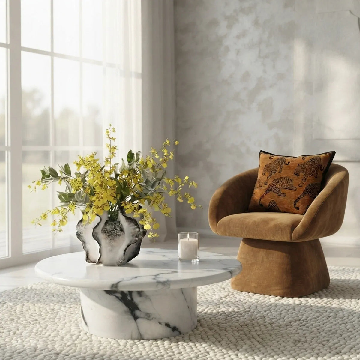 Interior Ave Nobu Panda Marble Finish Coffee Table