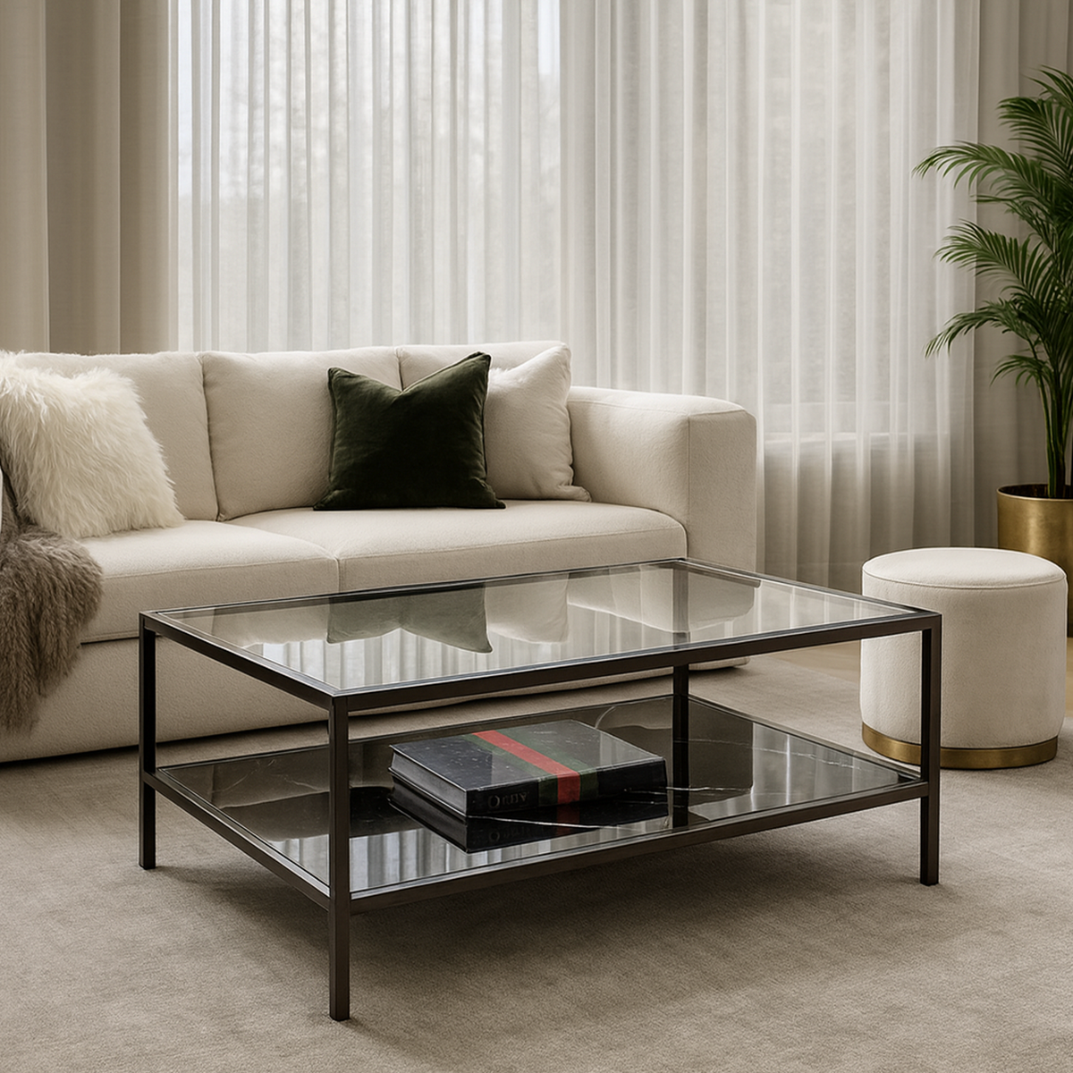 Interior Ave Vogue Marble Look and Glass Coffee Table