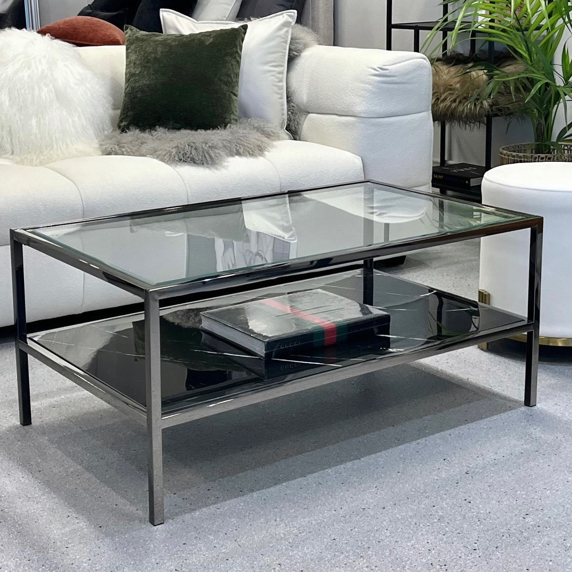 Interior Ave Vogue Marble Look and Glass Coffee Table
