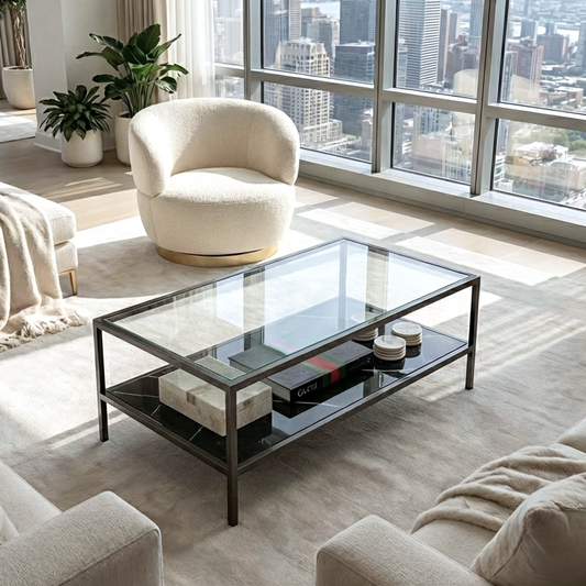 Interior Ave Vogue Marble Look and Glass Coffee Table