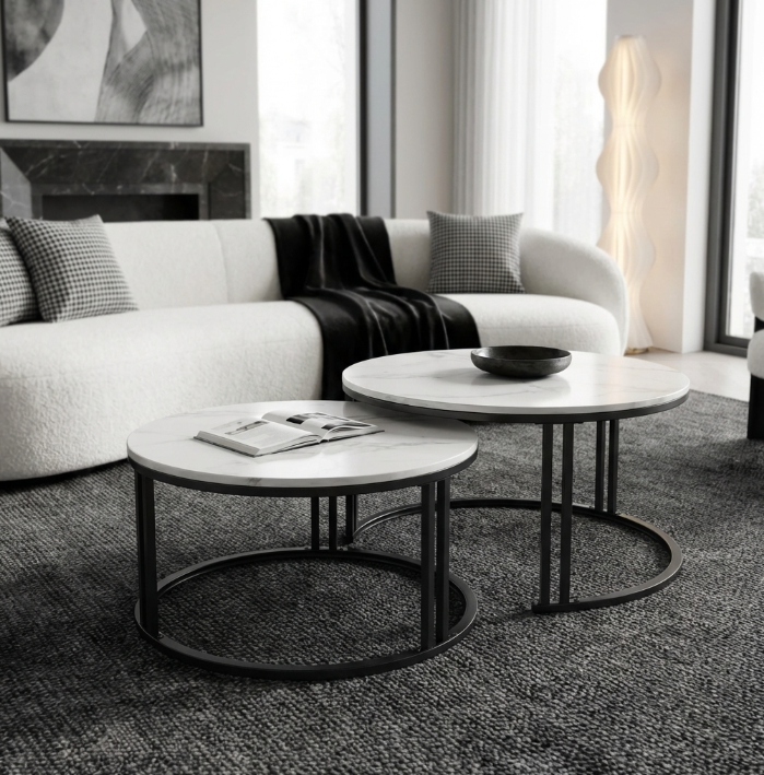 Interior Ave Black Frame Square Nesting Coffee Tables