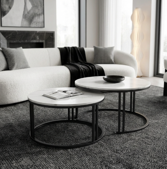 Interior Ave Black Frame Square Nesting Coffee Tables