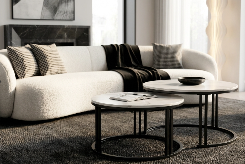 Interior Ave Black Frame Square Nesting Coffee Tables