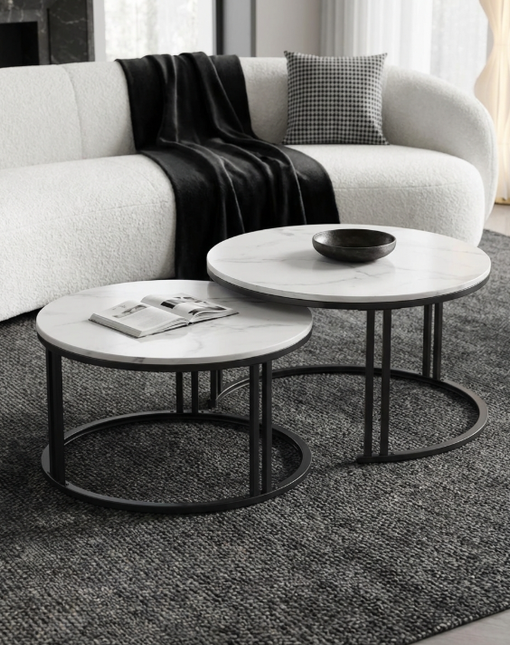 Interior Ave Black Frame Square Nesting Coffee Tables