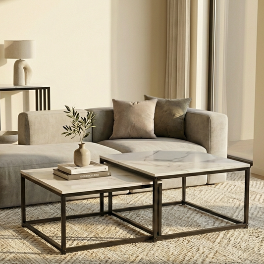 Interior Ave Ciest Black Frame Square Nesting Coffee Tables