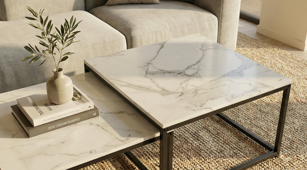 Interior Ave Ciest Black Frame Square Nesting Coffee Tables