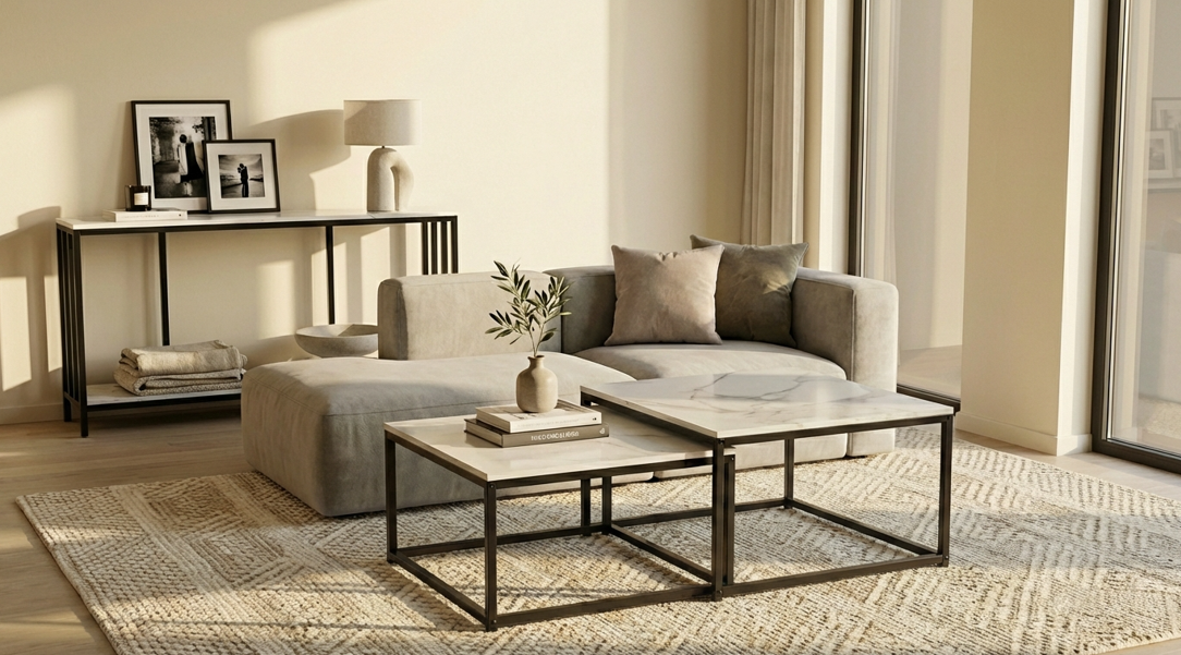 Interior Ave Ciest Black Frame Square Nesting Coffee Tables