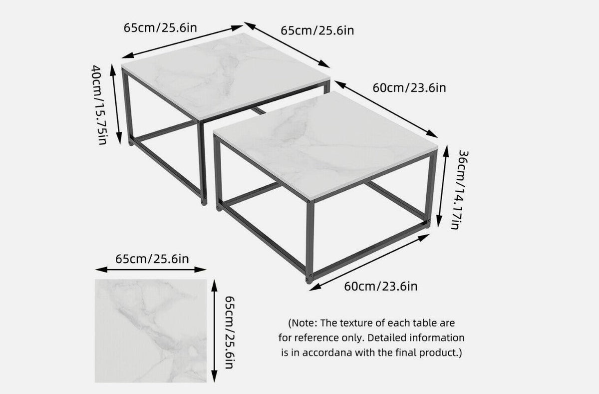 Interior Ave Ciest Black Frame Square Nesting Coffee Tables