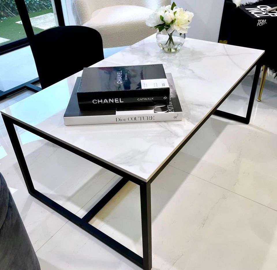 Interior Ave Monaco White Marble Look Coffee Table
