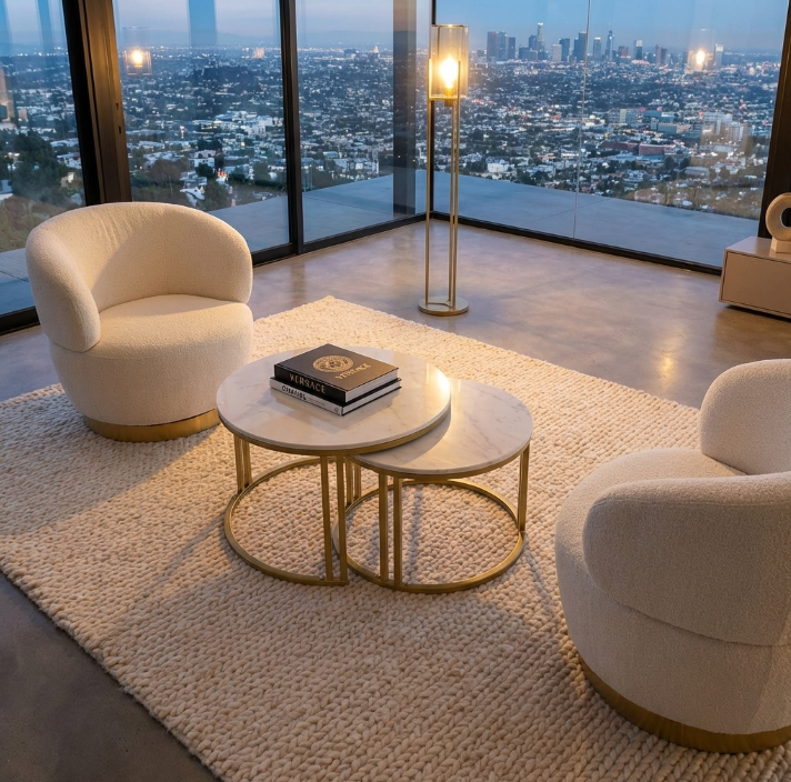 Interior Ave Gold Frame Square Nesting Coffee Tables