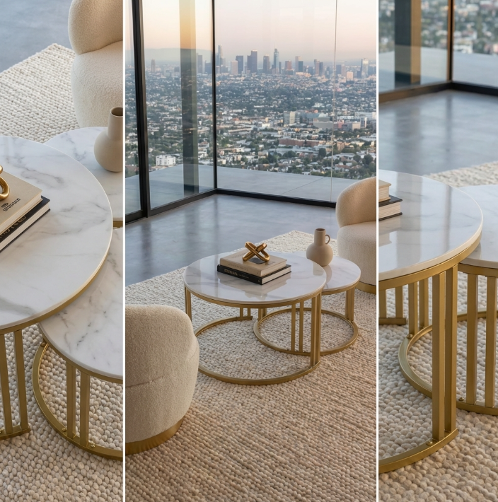 Interior Ave Gold Frame Square Nesting Coffee Tables
