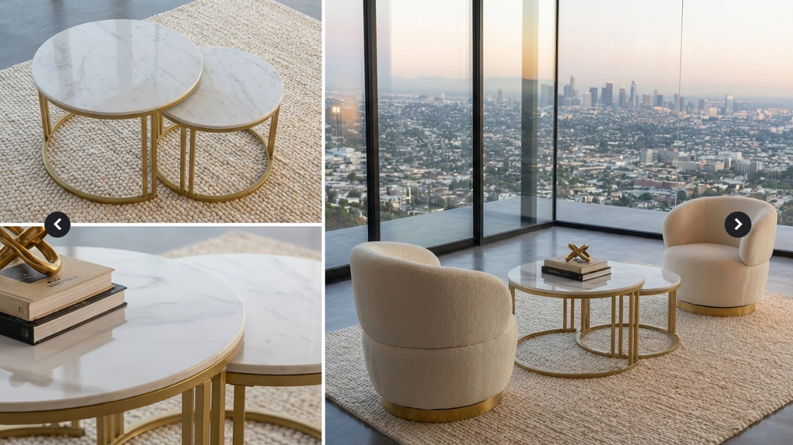 Interior Ave Gold Frame Square Nesting Coffee Tables
