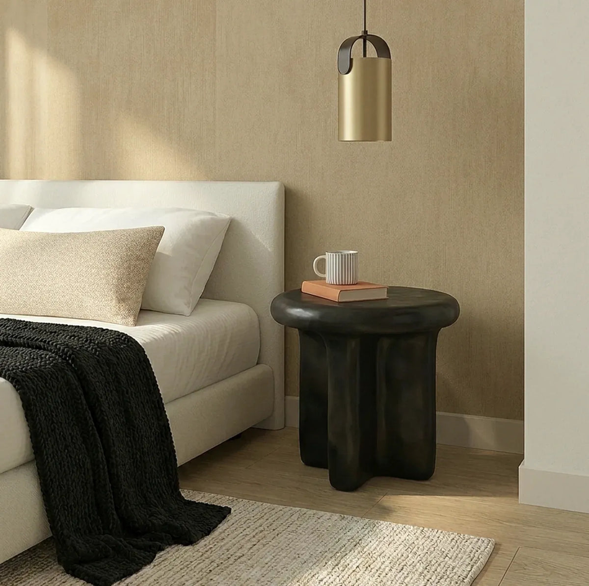 Interior Ave Santorini Black Stone Look Side Table