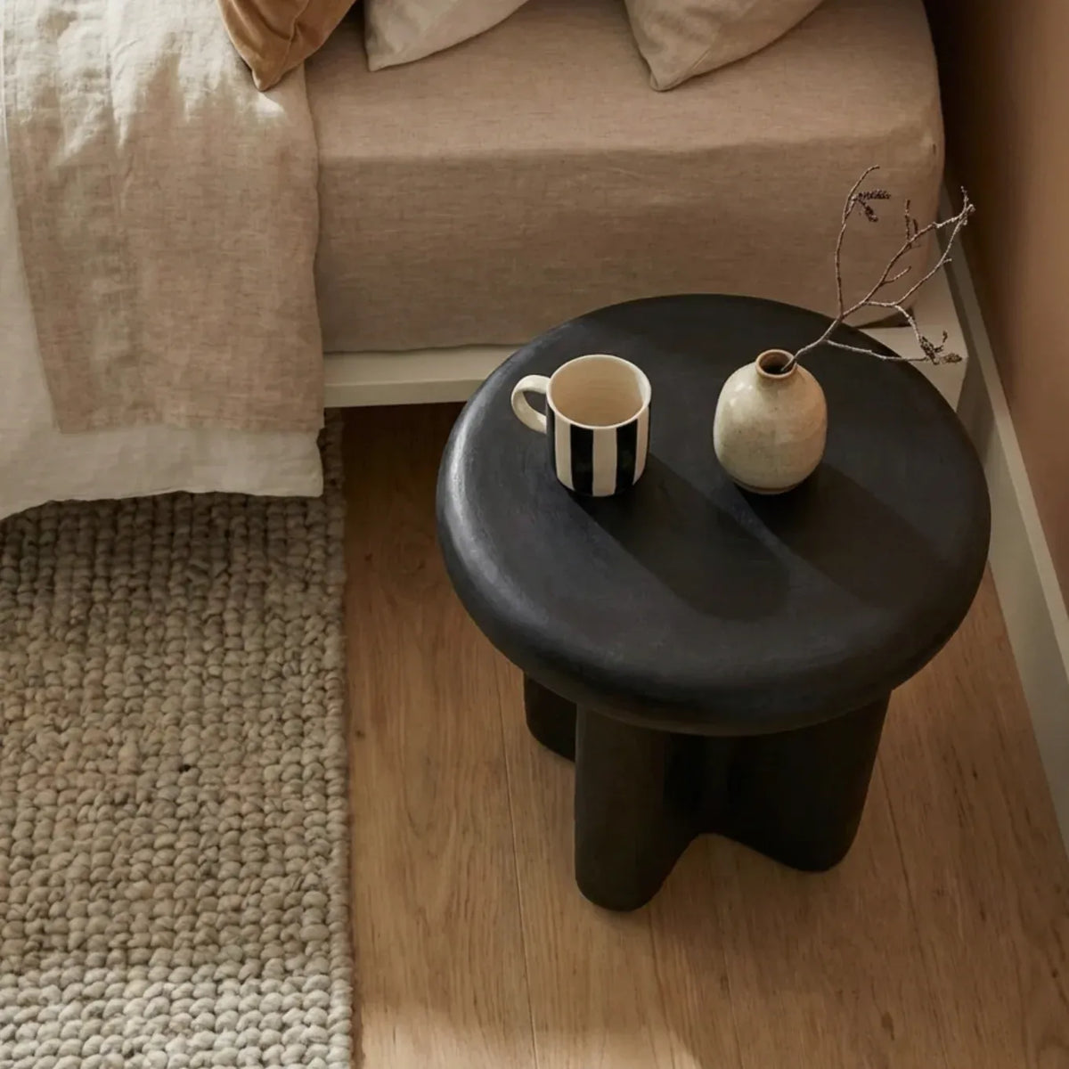 Interior Ave Santorini Black Stone Look Side Table