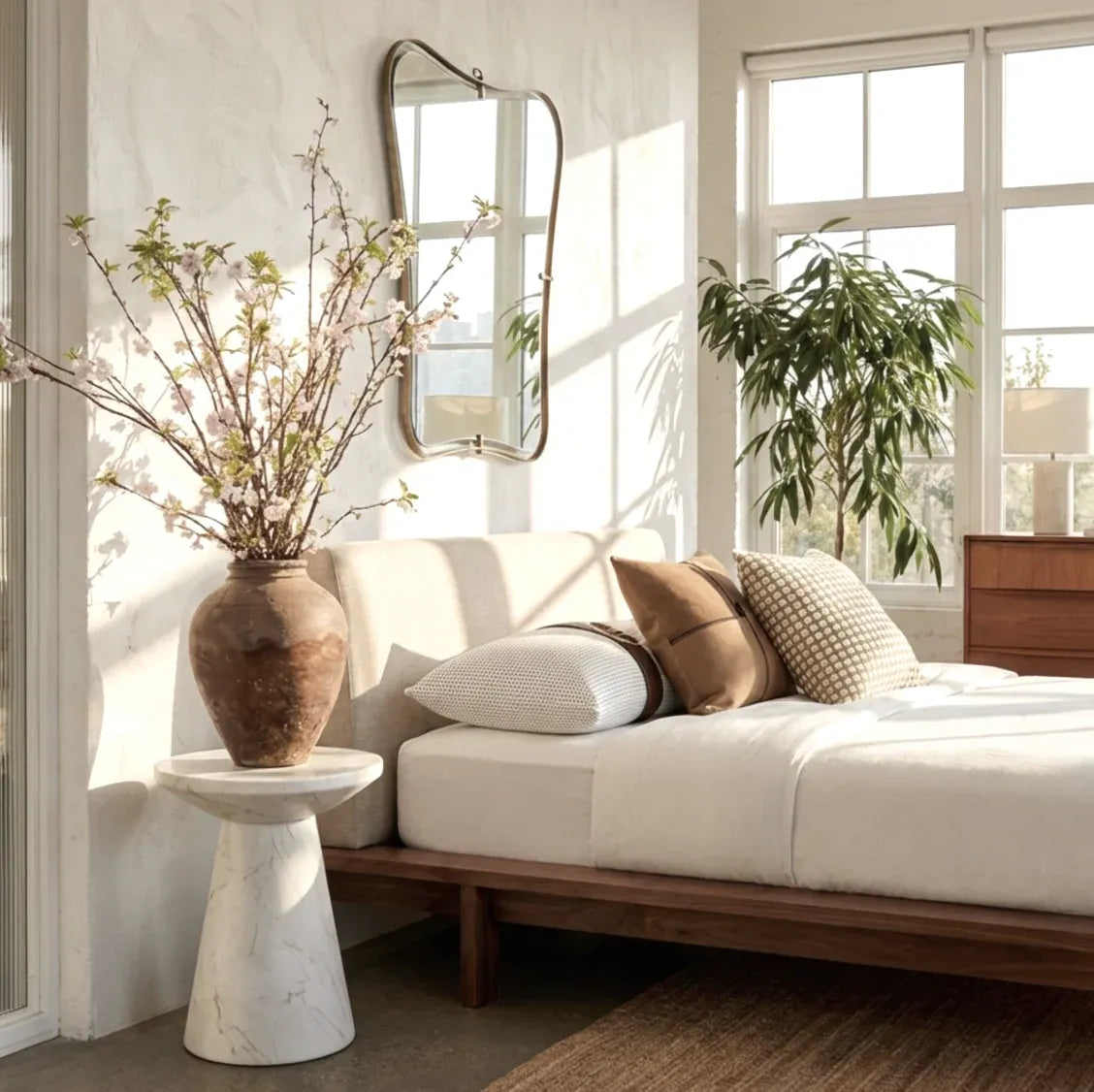 Interior Ave Veneta Calacatta Ivory Finish Side Table