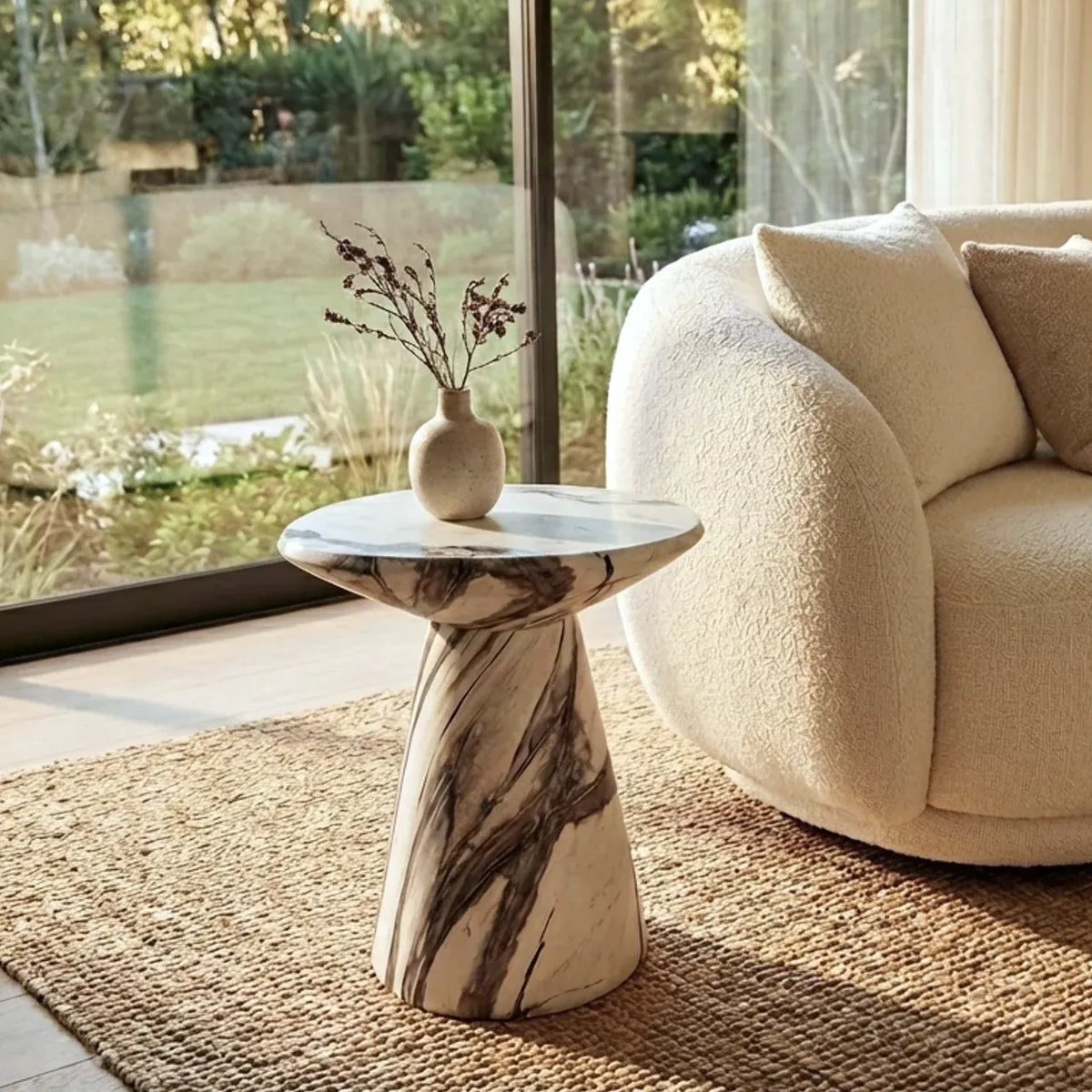 Interior Ave Veneta Panda Marble Finish Side Table