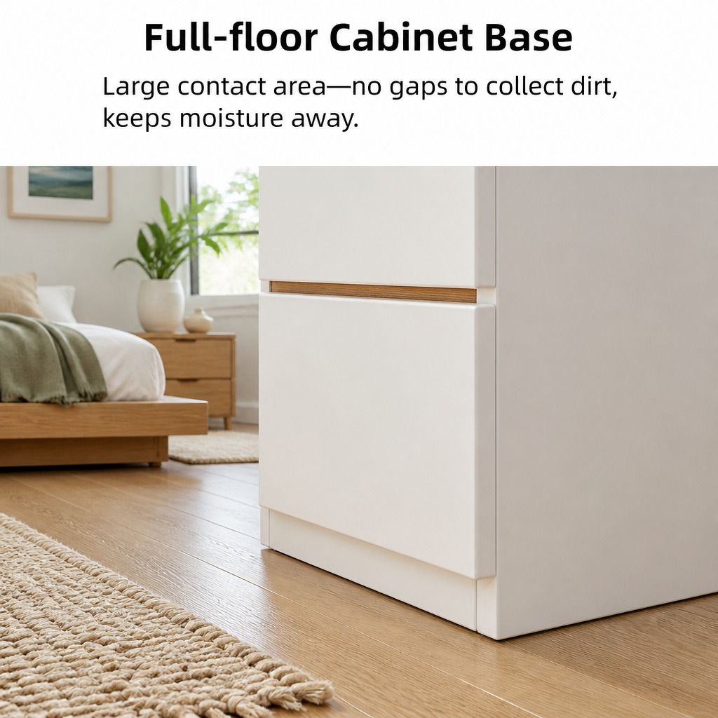 Hyggo Warm White Bedside Table with Two Drawers