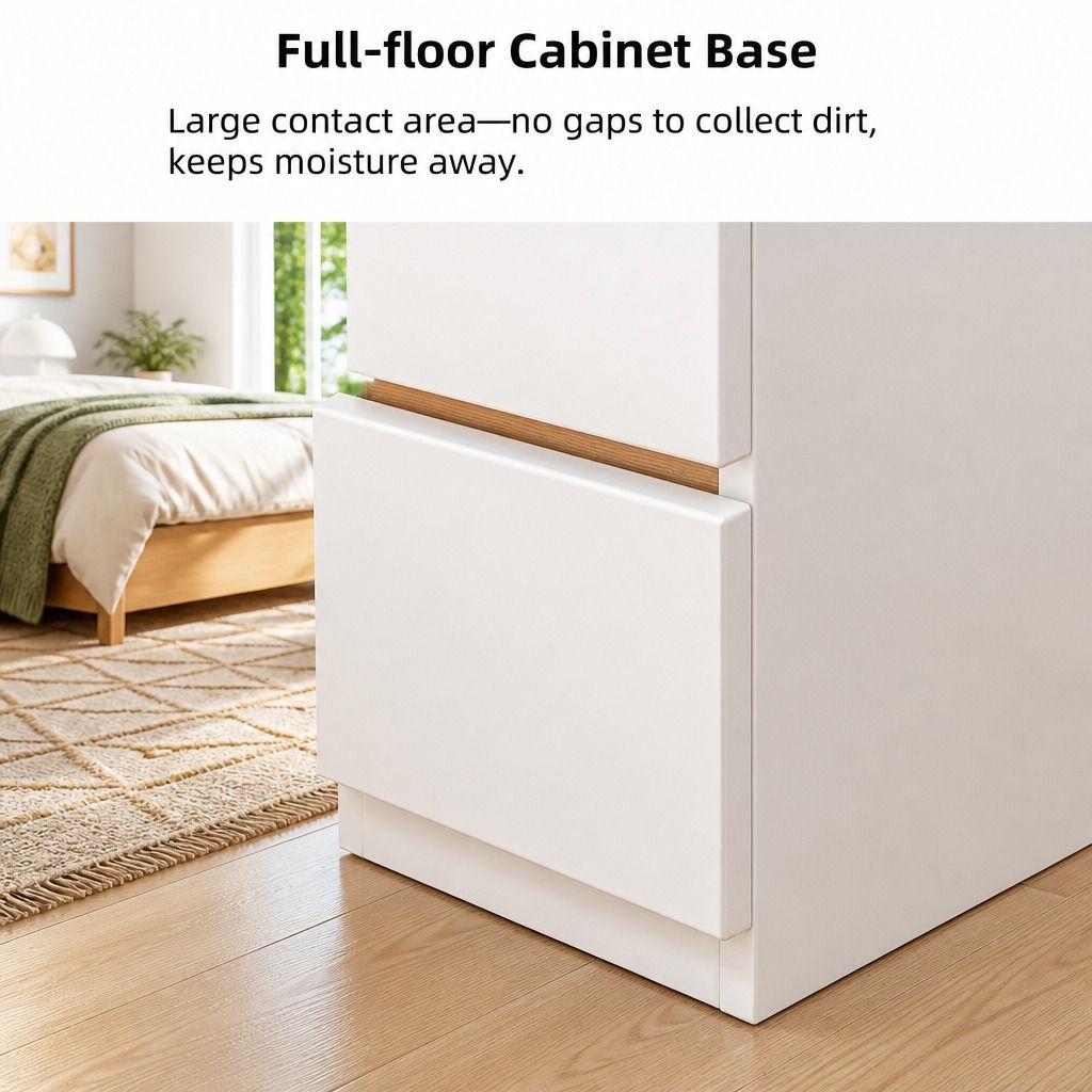 Hyggo Warm White Bedside Table with Three Drawers