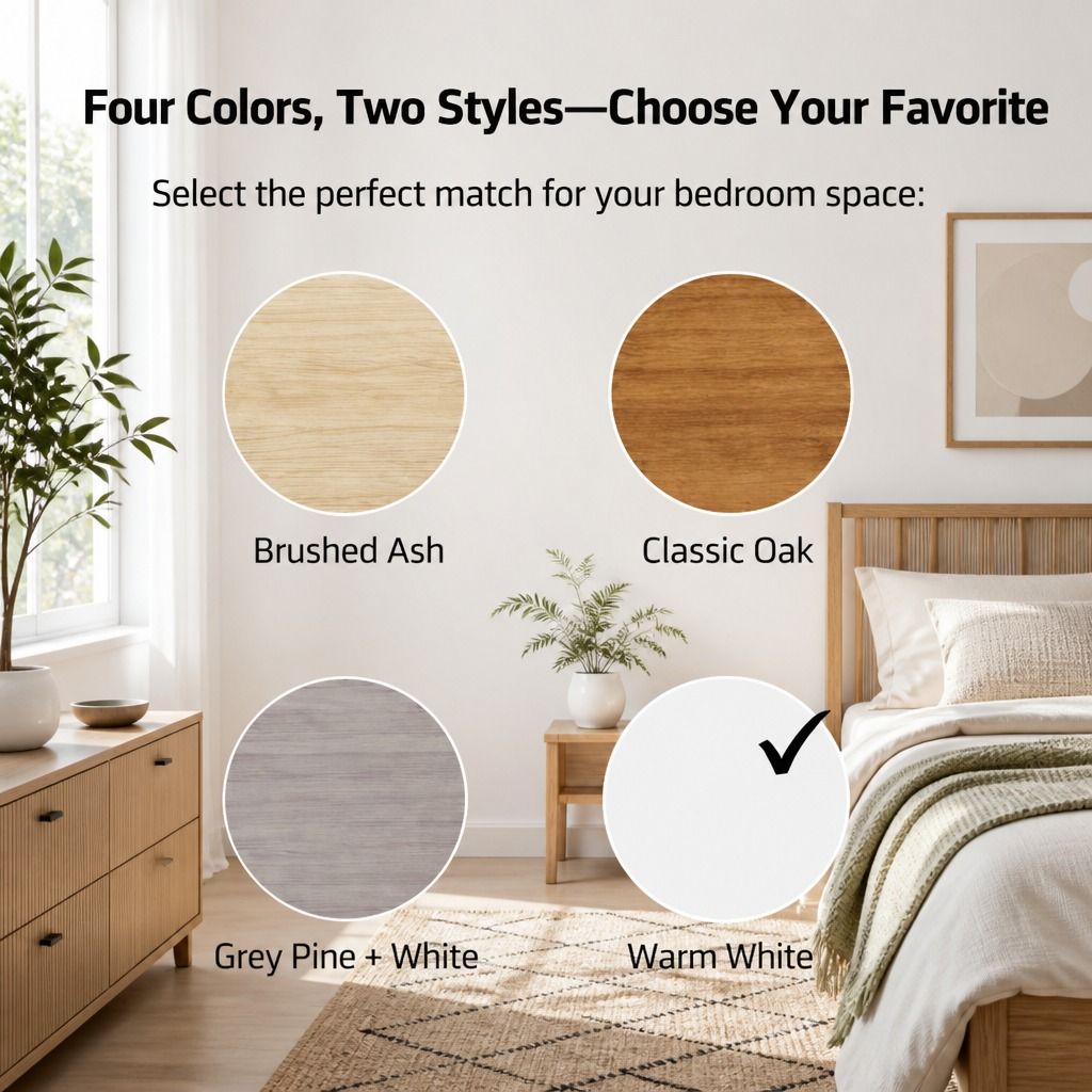 Hyggo Warm White Bedside Table with Three Drawers