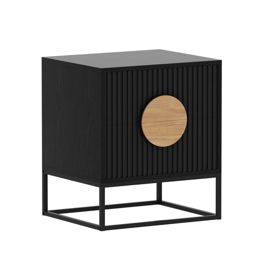 Belmonte Black Fluted Bedside Table