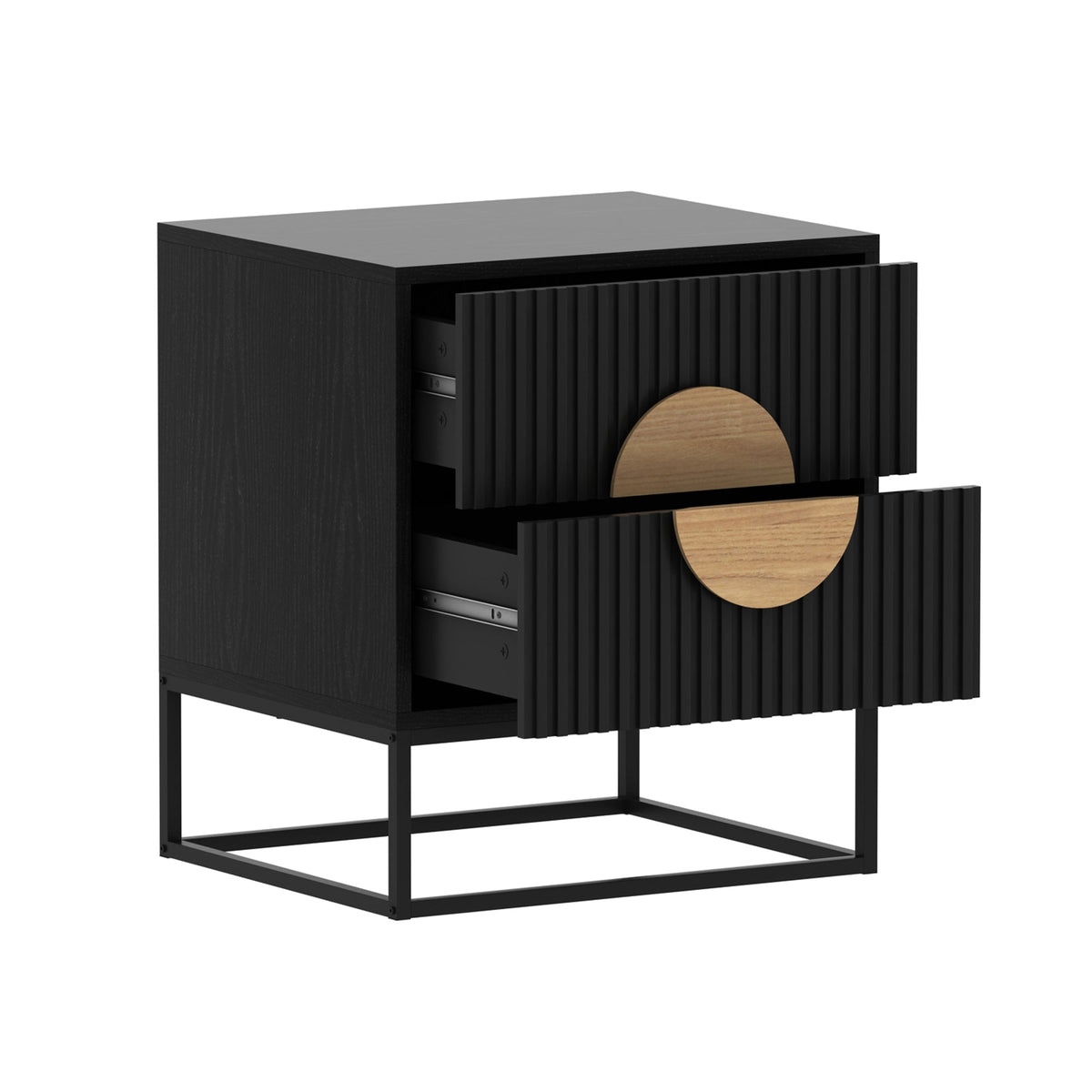 Belmonte Black Fluted Bedside Table