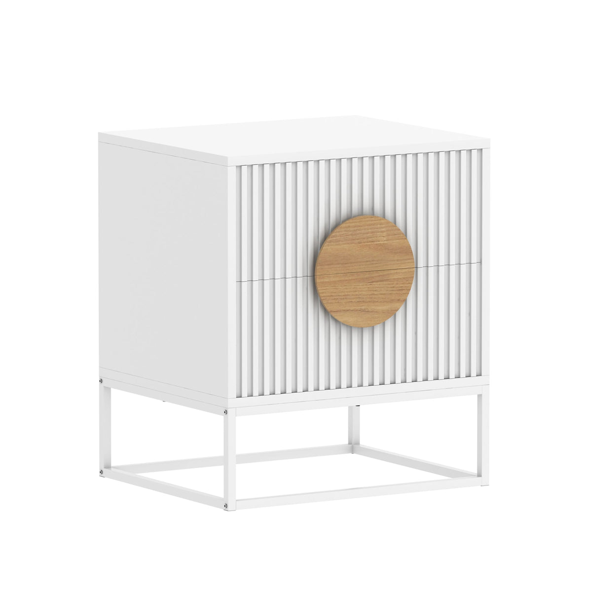 Belmonte White Fluted Bedside Table