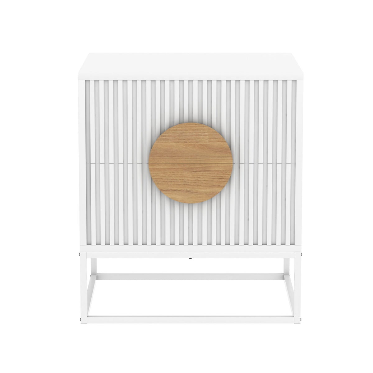 Belmonte White Fluted Bedside Table